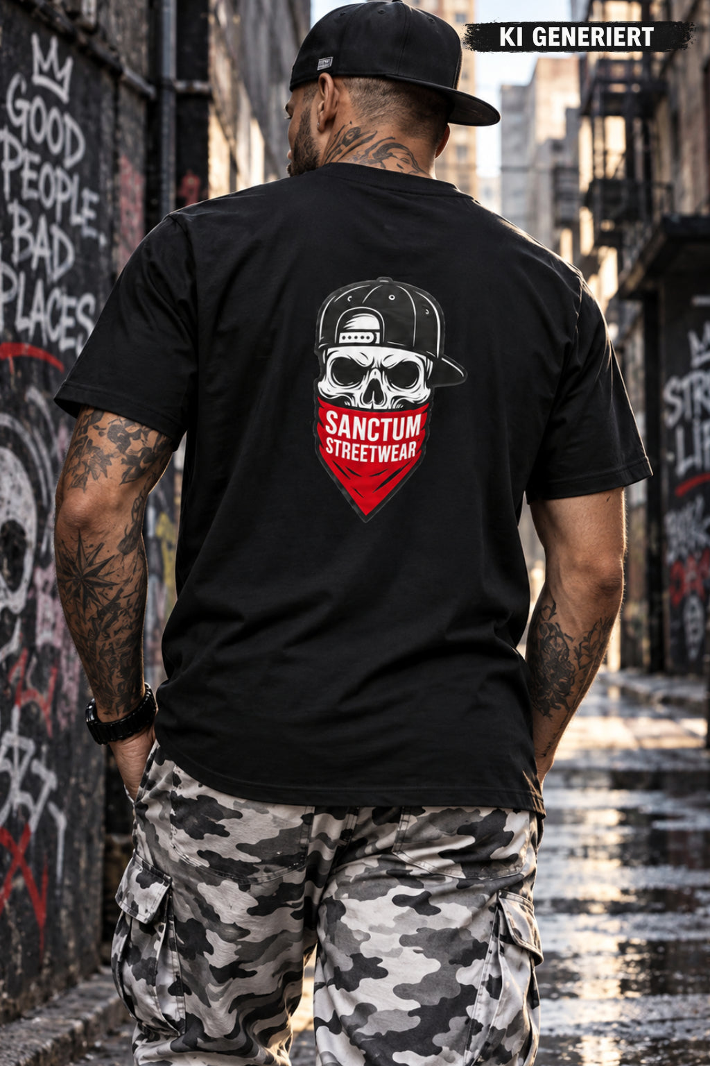 Sanctum Streetwear T-Shirt Bandana Skull